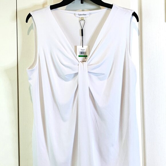 NWT Calvin Klein White Sleeveless Blouse - Size L - Picture 1 of 5